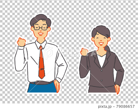 男人和女人做膽量姿勢,雙手放在臀部 男人和女人做膽量姿勢,雙手放在臀部 79086657