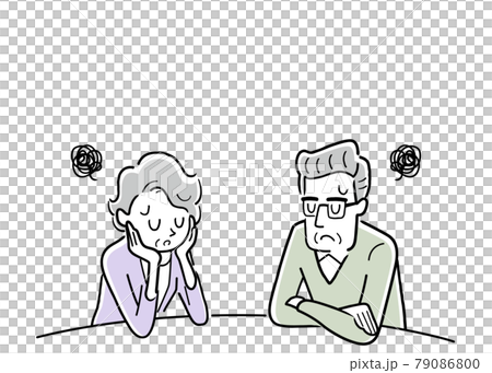 矢量插圖素材： 年長夫婦嘆息和沮喪 79086800