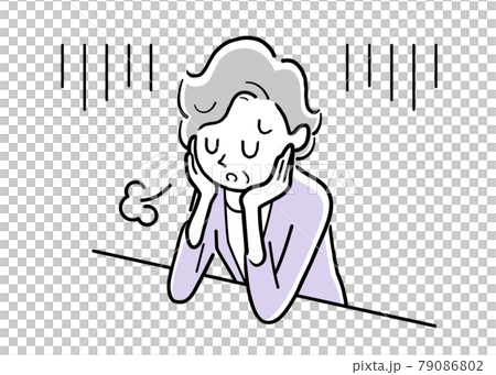 ベクターイラスト素材:ため息をつき落ち込むシニア女性 ベクターイラスト素材:ため息をつき落ち込むシニア女性 79086802