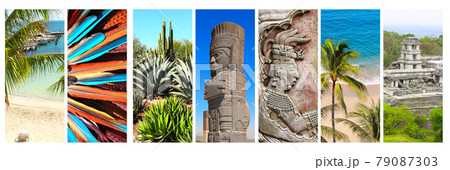 Set of banners with landmarks of Mexico 79087303