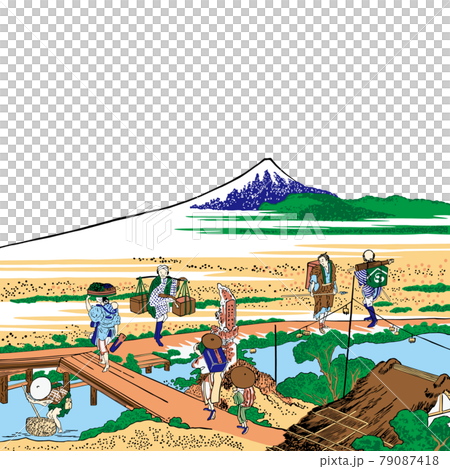 Katsushika Hokusai 圖像 Sagami Nakahara 明亮版方形白色背景 79087418