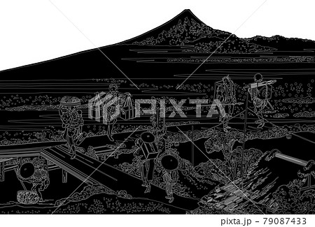 葛飾北斎イメージ相州仲原線反転白バック 79087433