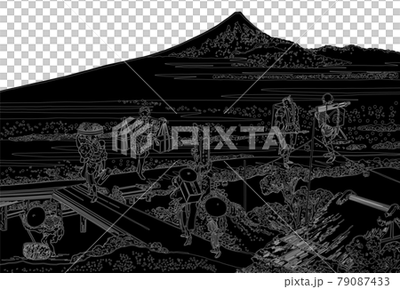 葛飾北斎イメージ相州仲原線反転白バック 79087433