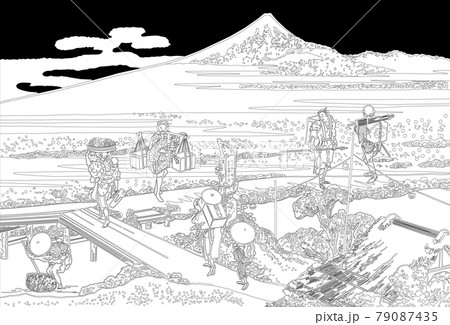 葛飾北斎イメージ相州仲原線黒バック 79087435