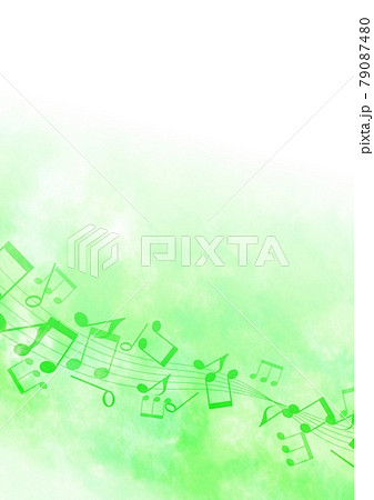 緑色の音符の水彩イラスト 79087480
