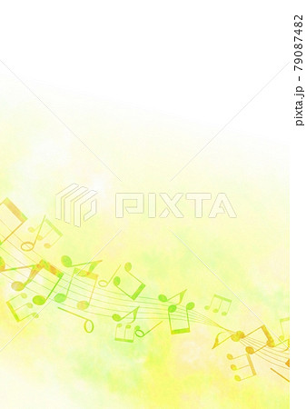 黄色の音符の水彩イラスト 黄色の音符の水彩イラスト 79087482