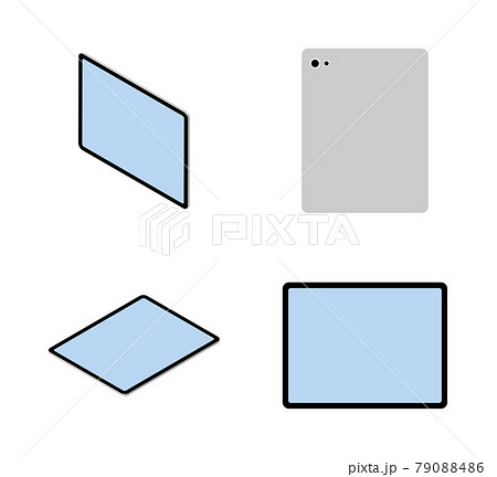 タブレットpc 3d 4アングルセット ブランクスクリーンのイラスト素材