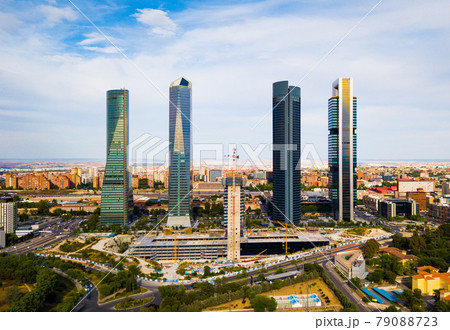 Four business skyscrapers of the business district in Madrid, Spain Four business skyscrapers of the business district in Madrid, Spain 79088723