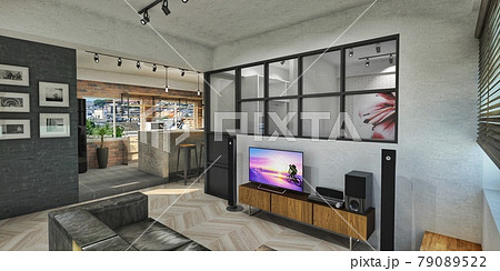 ニューヨーク風のモダンなインテリアパース 79089522