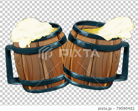 木製のビールジョッキで乾杯 79090482