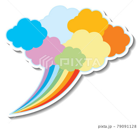 Sticker template with rainbow clouds isolated 79091128