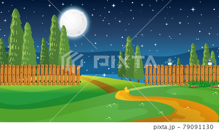 Blank nature park landscape scene at night time 79091130