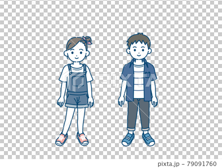 男孩和女孩,兒童,小學生,低年級,全身插圖 男孩和女孩,兒童,小學生,低年級,全身插圖 79091760