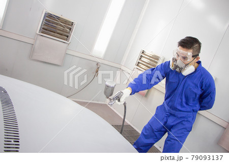 entrepreneur businessman small business owner, paint garage, car repair shop 79093137