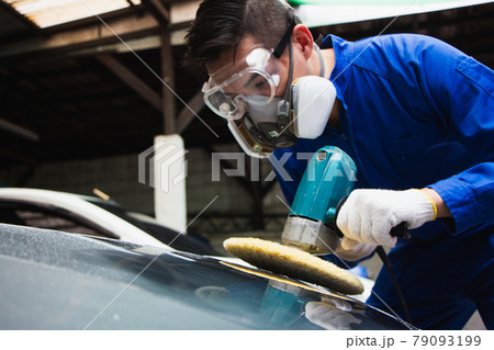 entrepreneur businessman small business owner, paint garage, car repair shop 79093199