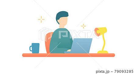 デスクワーク中の男性のイラスト 仕事 デスク 人物 パソコン ビジネス 働く シンプル 座るのイラスト素材 デスクワーク中の男性のイラスト 仕事 デスク 人物 パソコン ビジネス 働く シンプル 座るのイラスト素材