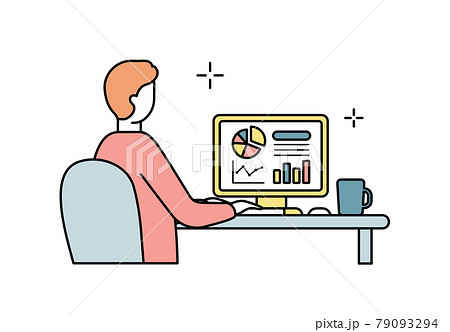 デスクワーク中の男性のイラスト 仕事 デスク 人物 パソコン ビジネス 働く シンプル 座るのイラスト素材 デスクワーク中の男性のイラスト 仕事 デスク 人物 パソコン ビジネス 働く シンプル 座るのイラスト素材