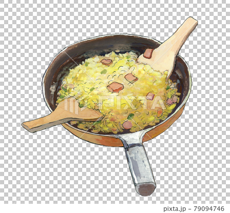 炒飯を炒めるイラスト 79094746
