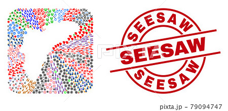 Seesaw Stamp and Alicante Province Map Stencil Mosaic Seesaw Stamp and Alicante Province Map Stencil Mosaic 79094747