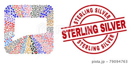 Sterling Silver Seal and Connecticut State Map Subtracted Mosaic Sterling Silver Seal and Connecticut State Map Subtracted Mosaic 79094763