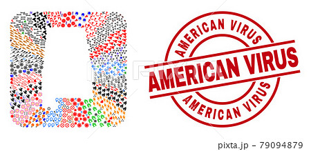 American Virus Badge and Alabama State Map Hole Mosaic American Virus Badge and Alabama State Map Hole Mosaic 79094879