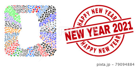 Happy New Year New Year 2021 Stamp Seal and Ghana Map Stencil Mosaic Happy New Year New Year 2021 Stamp Seal and Ghana Map Stencil Mosaic 79094884