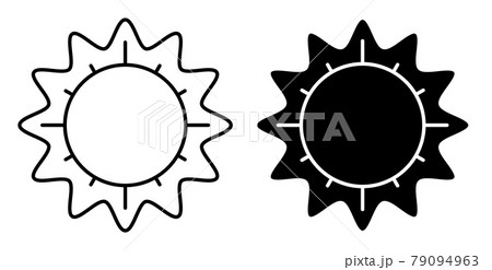 Linear icon. Sun. Star of planet earth. Astronomy, observation of sun activity and weather. Simple black and white vector 79094963