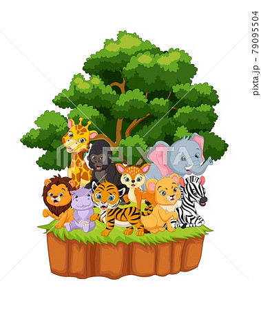 Cartoon happy wild animal in the jungle Cartoon happy wild animal in the jungle 79095504