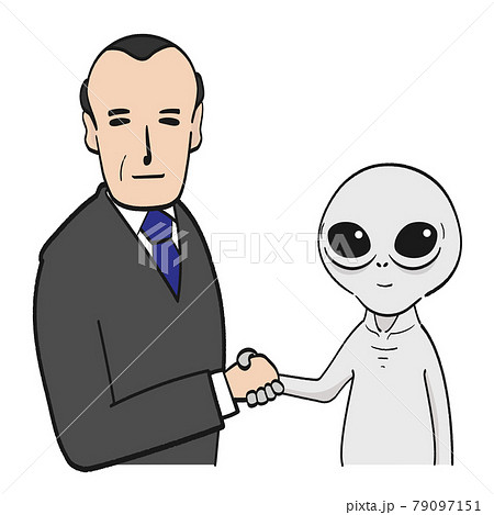 政治家と宇宙人が握手のイラスト素材