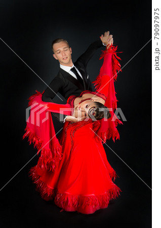 dance ballroom couple in a dance pose isolated on blackbackground dance ballroom couple in a dance pose isolated on blackbackground 79097975