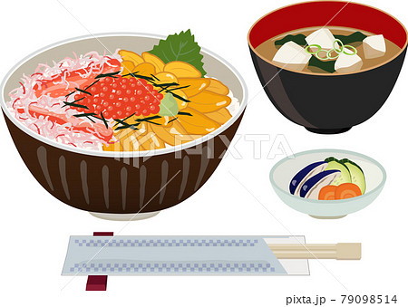 Sea Urchin Salmon Roe Three Kinds Of Seafood Stock Illustration