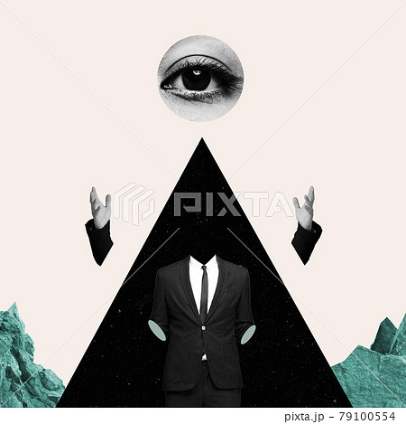 Contemporary art collage. Surrealism, minimalism in art. 79100554