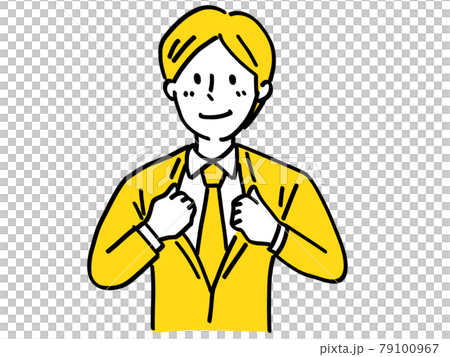 襟を正す 清潔 服装の乱れ 男性 シンプル イラストのイラスト素材