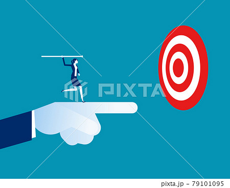Leader pointing to target with colleague throwing the arrow as symbol of finding success Leader pointing to target with colleague throwing the arrow as symbol of finding success 79101095