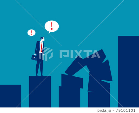 Businessman looking the broken bar chart. Business crisis concept Businessman looking the broken bar chart. Business crisis concept 79101101
