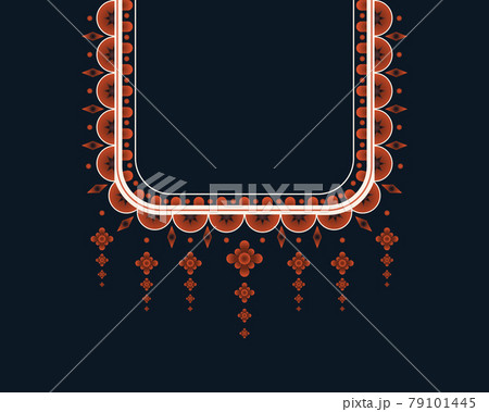Geometric ethnic oriental pattern. Necklace embroidery design for textile, fashion woman, background, wallpaper, clothing and wrapping. Vector illustration.  79101445