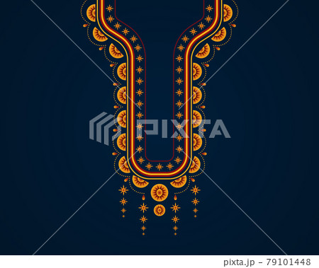 Geometric ethnic oriental pattern. Necklace embroidery design for textile, fashion woman, background, wallpaper, clothing and wrapping. Vector illustration.  79101448