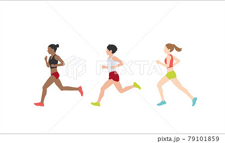 イラスト素材 陸上競技選手 マラソンランナー 女子 イラスト素材 陸上競技選手 マラソンランナー 女子 79101859