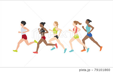 イラスト素材 陸上競技選手 マラソンランナー 女子のイラスト素材