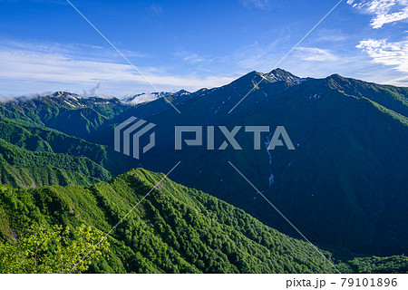 快晴の空と初夏の谷川連峰 快晴の空と初夏の谷川連峰 79101896