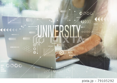 University with woman using laptop 79105292