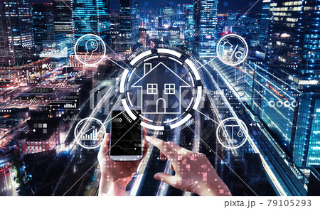 Real estate theme with person using smartphone Real estate theme with person using smartphone 79105293