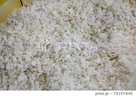 Close up: renewable resource - heap of secondary soft plastic granules Close up: renewable resource - heap of secondary soft plastic granules 79105846
