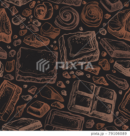 Chocolate. Vector seamless pattern. Art background 79106089