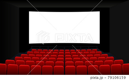 Cinema screen with red seats Cinema screen with red seats 79106159