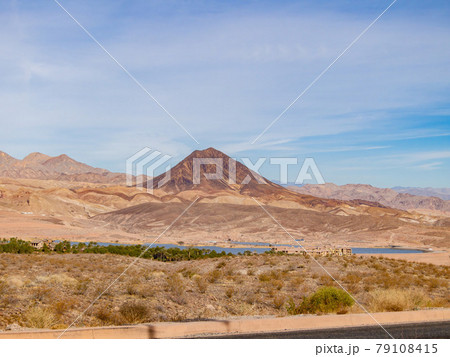 Sunny view of the Beautiful landscape around the Lake Mead National Recreation Area Sunny view of the Beautiful landscape around the Lake Mead National Recreation Area 79108415
