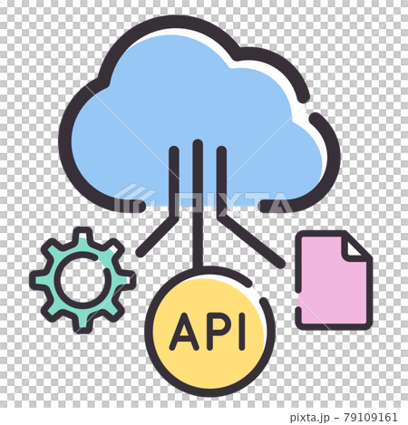 シンプルな線のITのイメージイラスト_クラウド_API 79109161