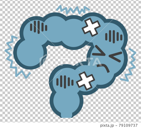 腸内環境が悪化した大腸のシンプルなイラストのイラスト素材