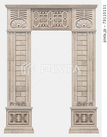 Stone ancient arch in Egyptian style entrance 79110131