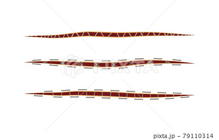Baseball Stitches and Red Lace with Loop of Thread Isolated on White Background Vector Set 79110314